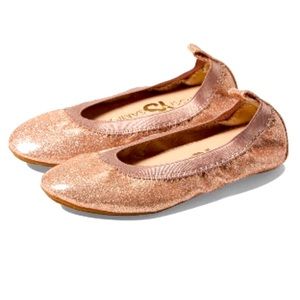 Yosi Samara Foldable Ballet Flat in Rose Gold Sandpaper Glitter Size 7 worn once